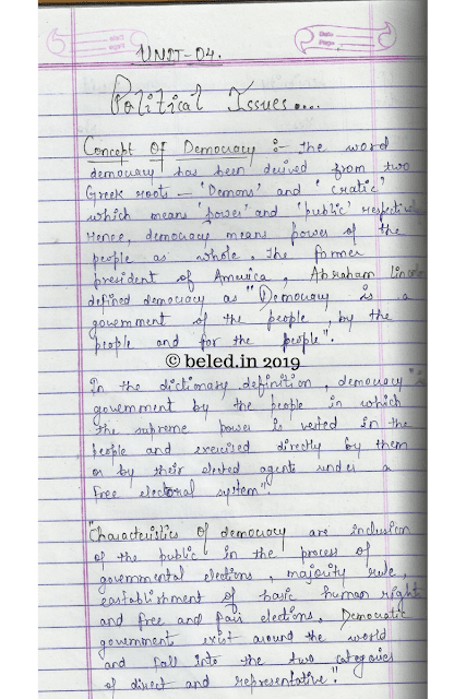 B.EL.Ed Contemporary India Unit 4 Notes Page 1