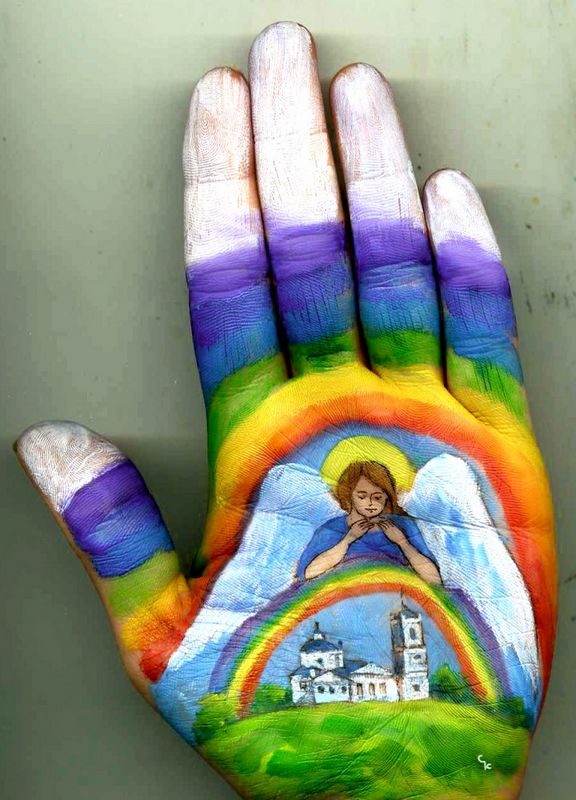 Paintings on Palm of a Hand,