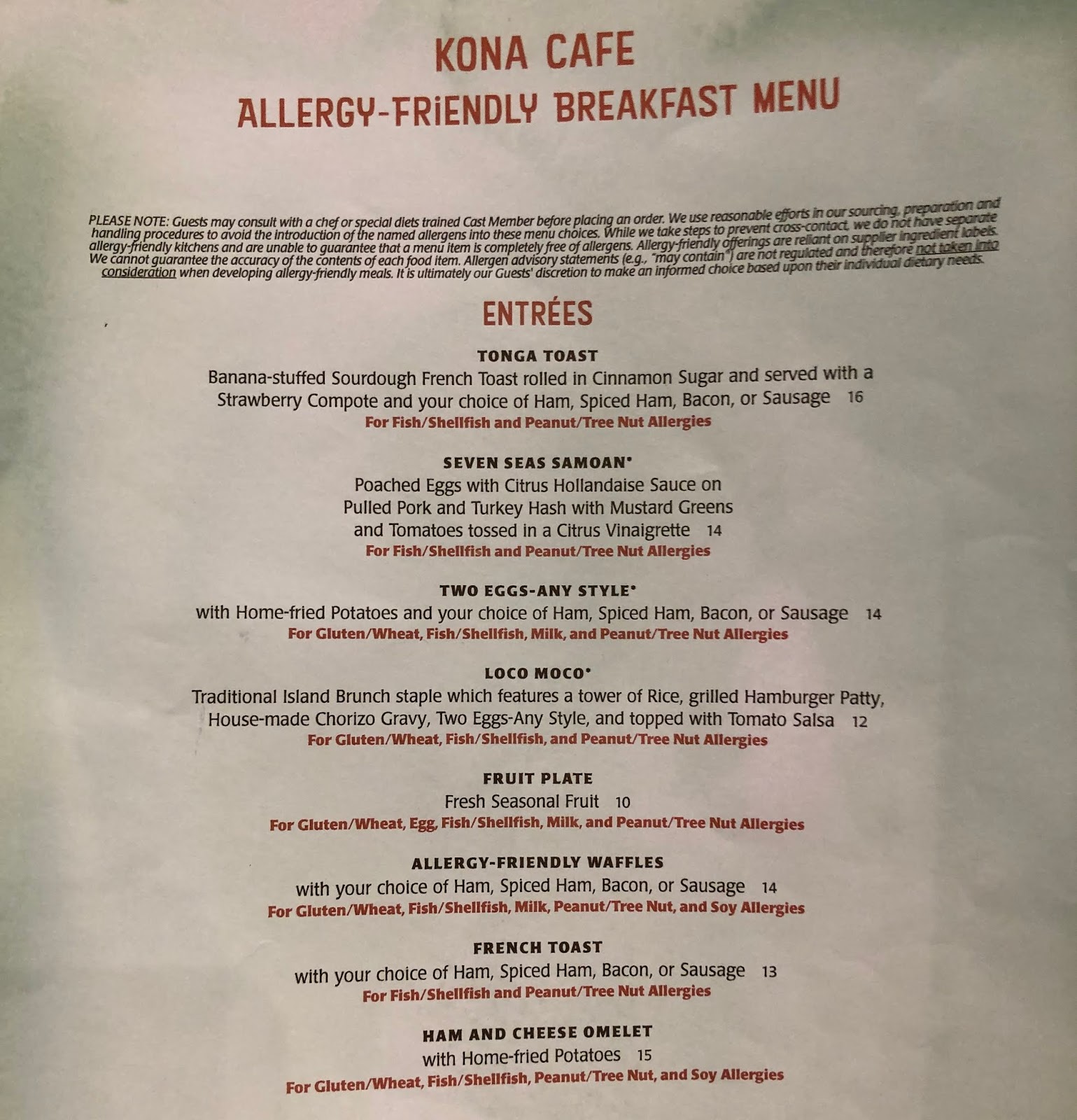 Alexis's Gluten Free Adventures Kona Cafe Breakfast Disney's