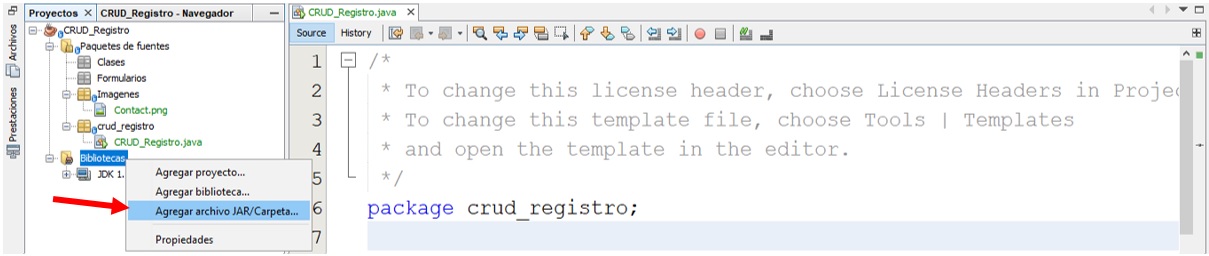 CRUD en Java Configuración del proyecto