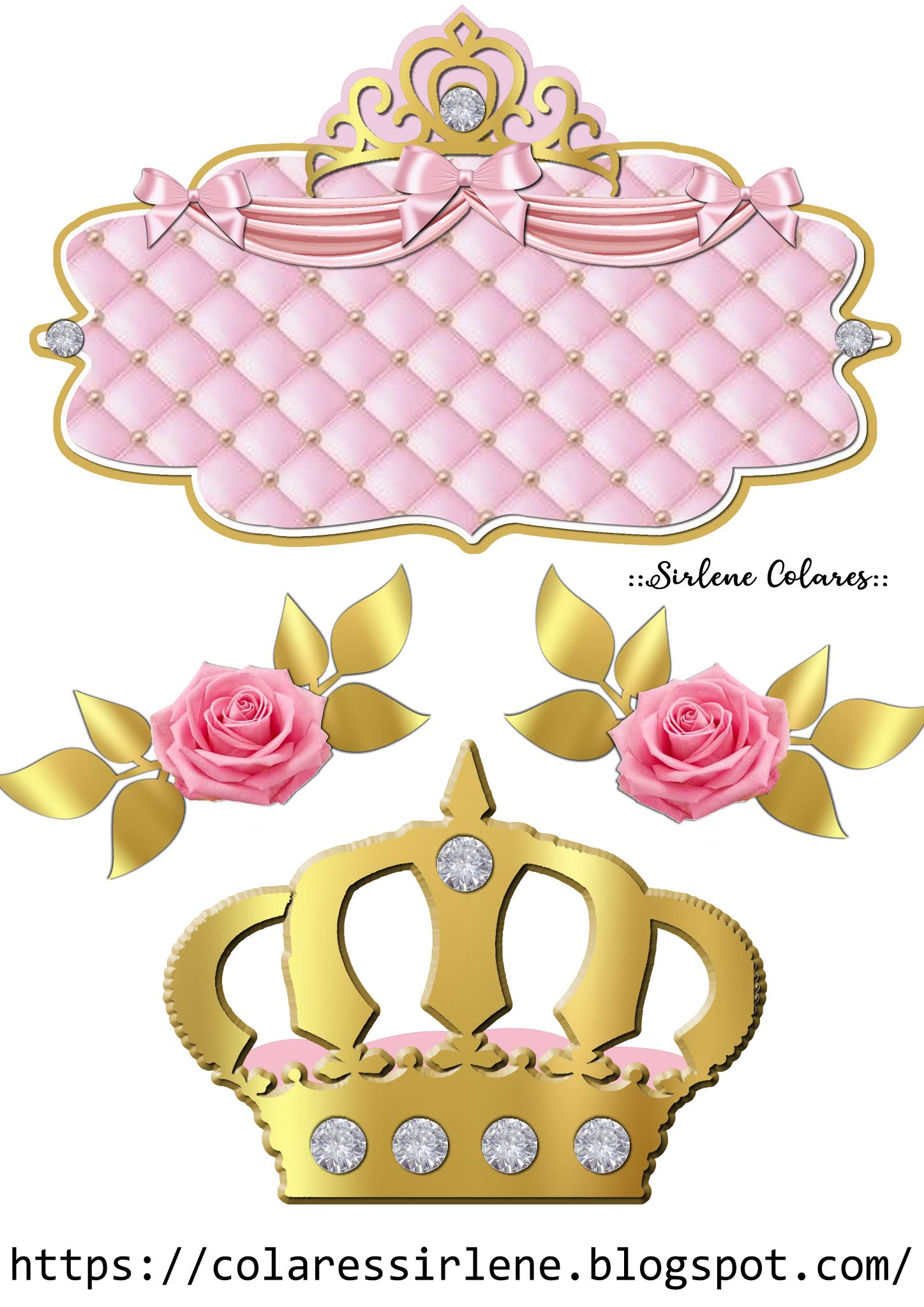 Bolo rosa decorado com coroa de princesa