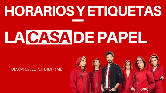 horario, etiquetas, descargar, gratis, la casa de papel