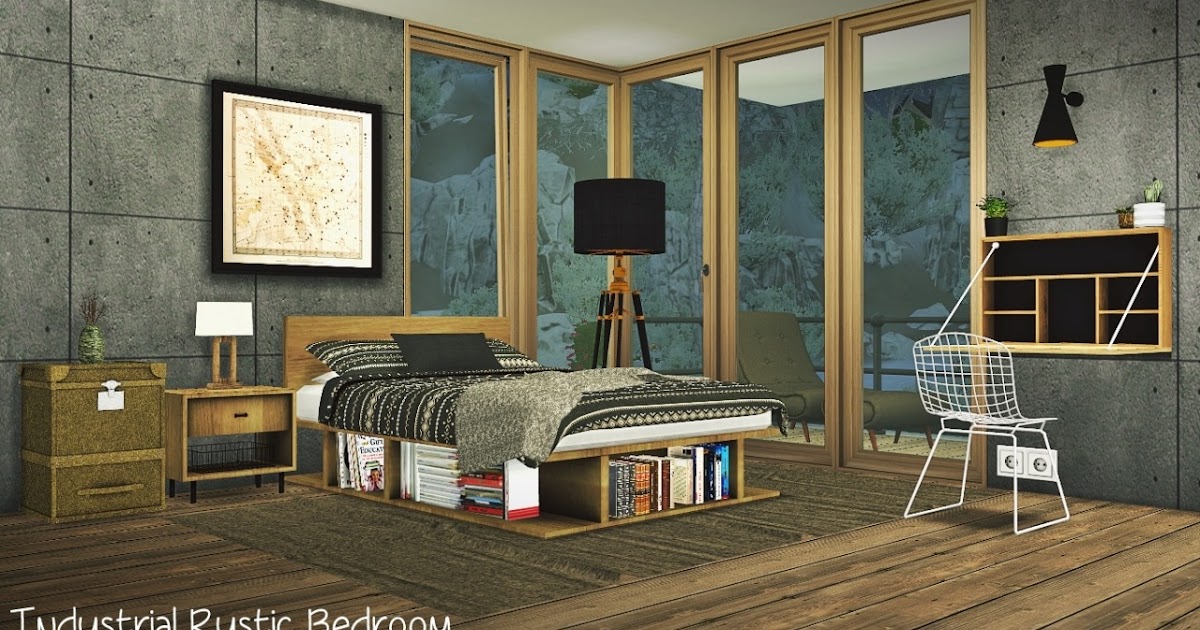 Mody Meble The Sims 4 The Sims 4 mody do gry: Przemysłowa sypialnia w stylu rustykalnym od MXIMX