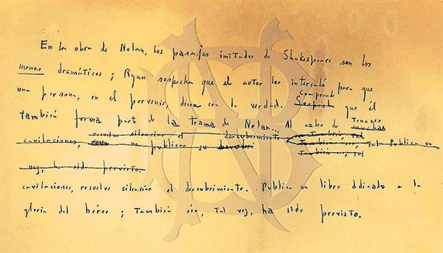 Manuscrito de Borges hallado en 2013