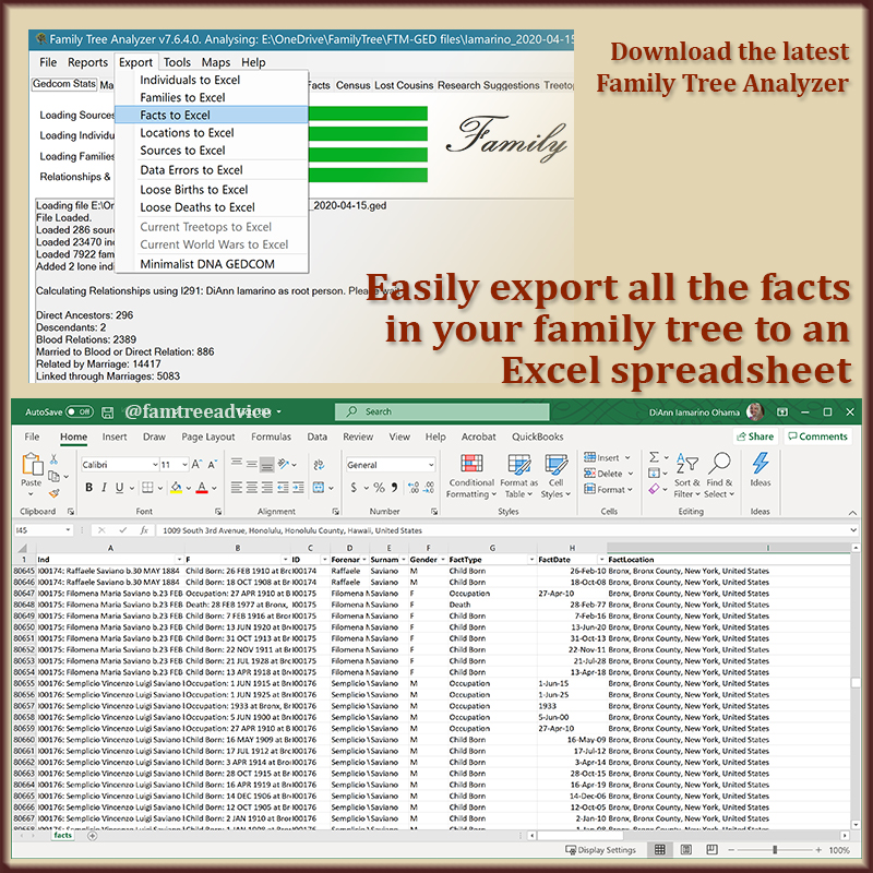 Use Family Tree Analyzer to export your facts to a spreadsheet. Now inconsistencies are easy to find.