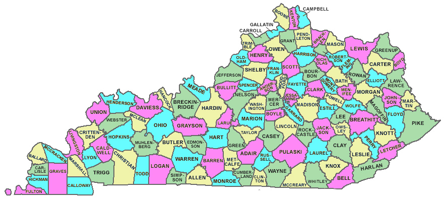 Printable Kentucky County Map