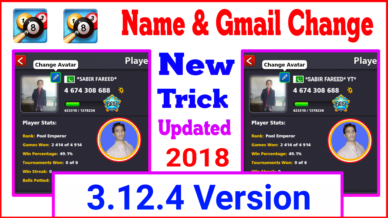 8 Ball Pool New Trick !!! Name & Gmail Change !!! Letest ...