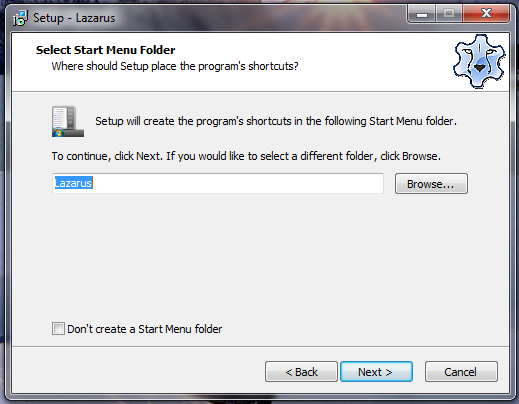 Menambahkan Lazarus di Start Menu