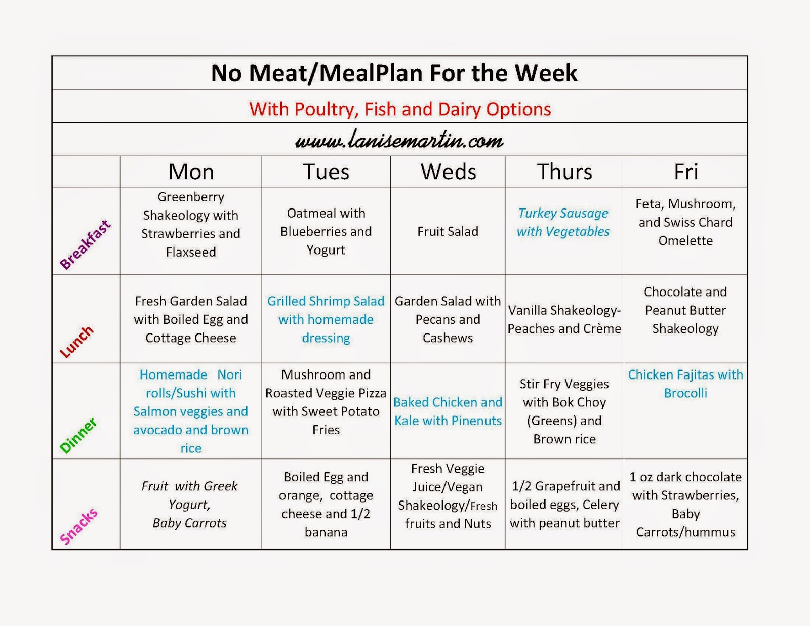 Healthy, Happy and Pretty!!!: Meatless Meal Plans