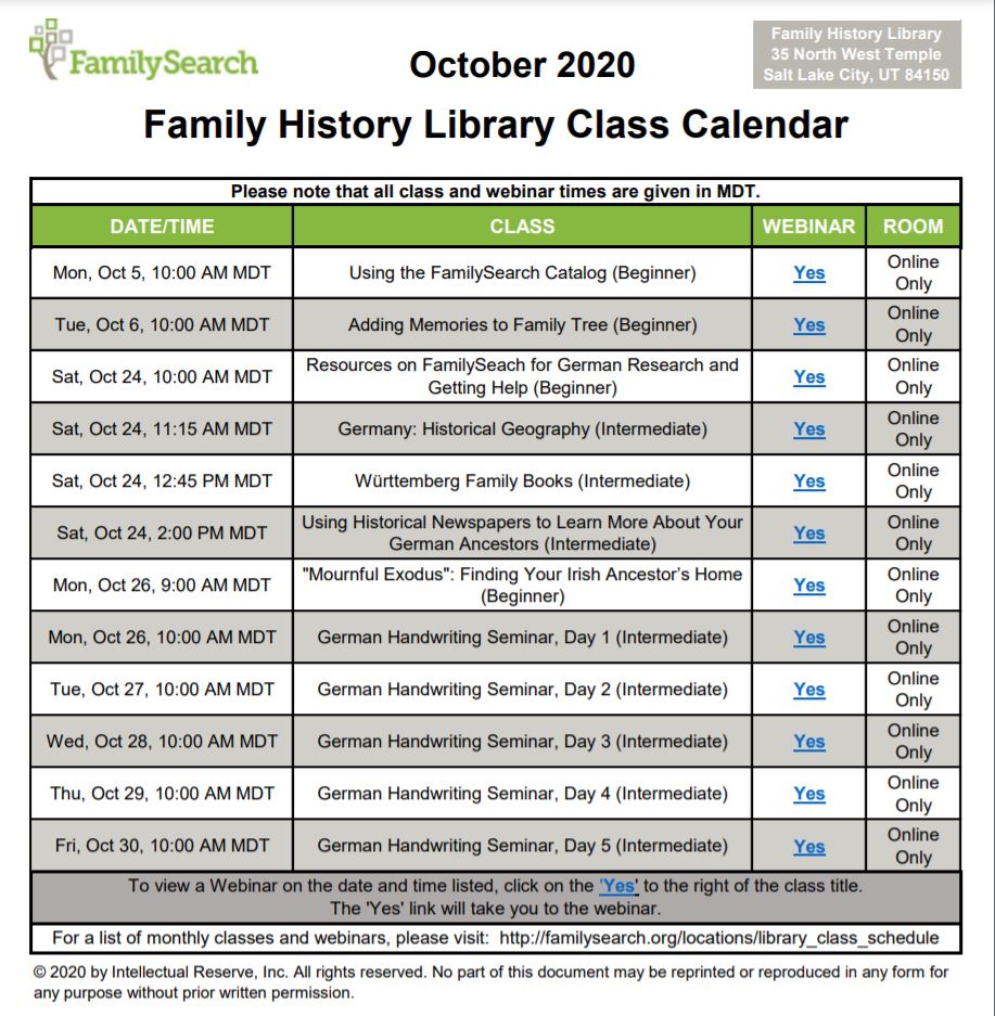 The JGSGM Blog: Family History Library October Class Schedule