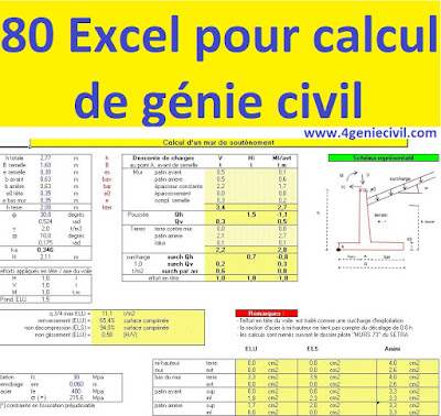 80 fichiers excel de calcul des structures en béton armé et en charpente métallique