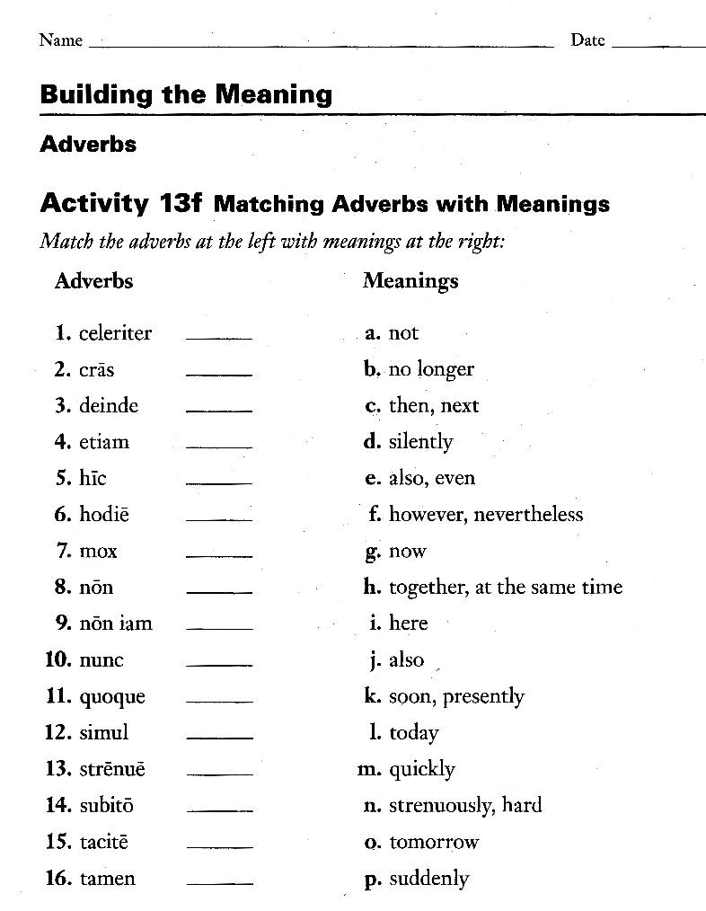 Latin II 2020 13f Adverbs Matching