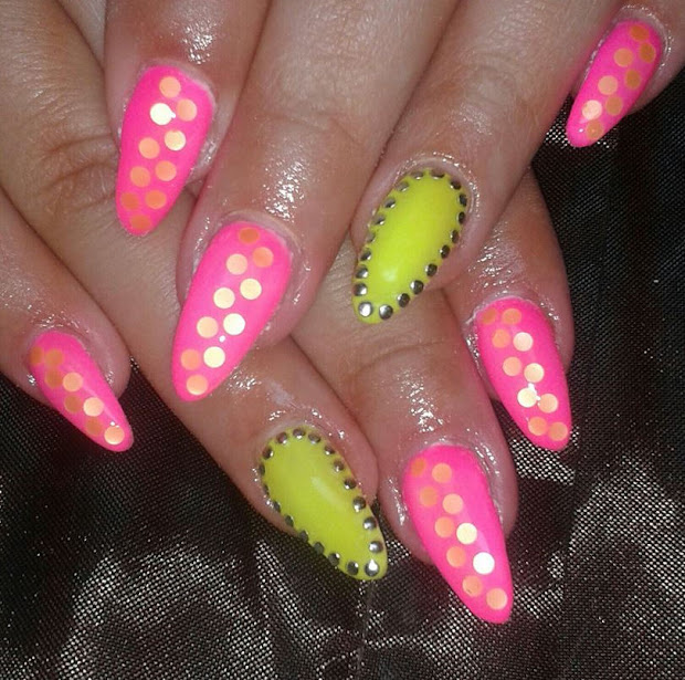 pink yellow nails