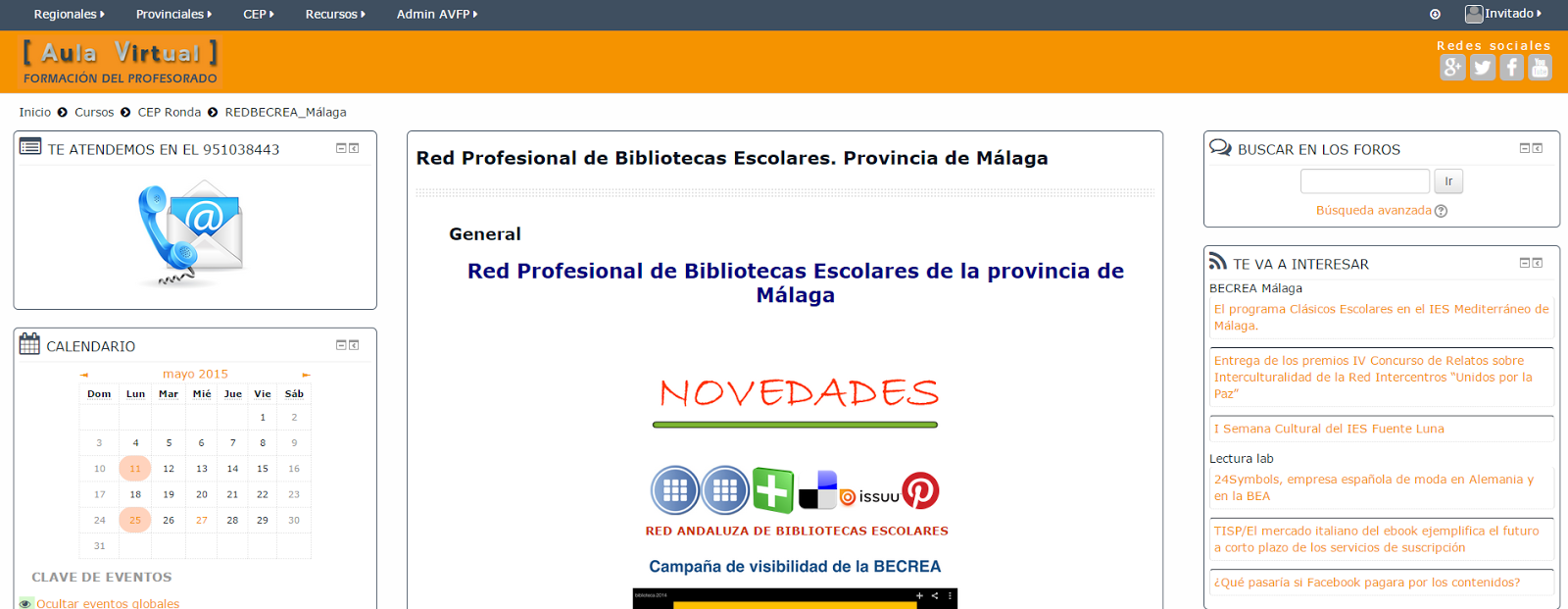RED PROFESIONAL DE BIBLIOTECAS ESCOLARES. PROVINCIA DE MÁLAGA