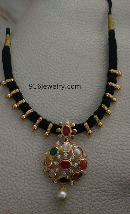 black thread necklaces designs latest | SUDHAKAR GOLD WORKS