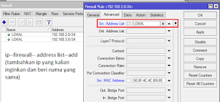 cara block mac address menggunakan filter dan address list