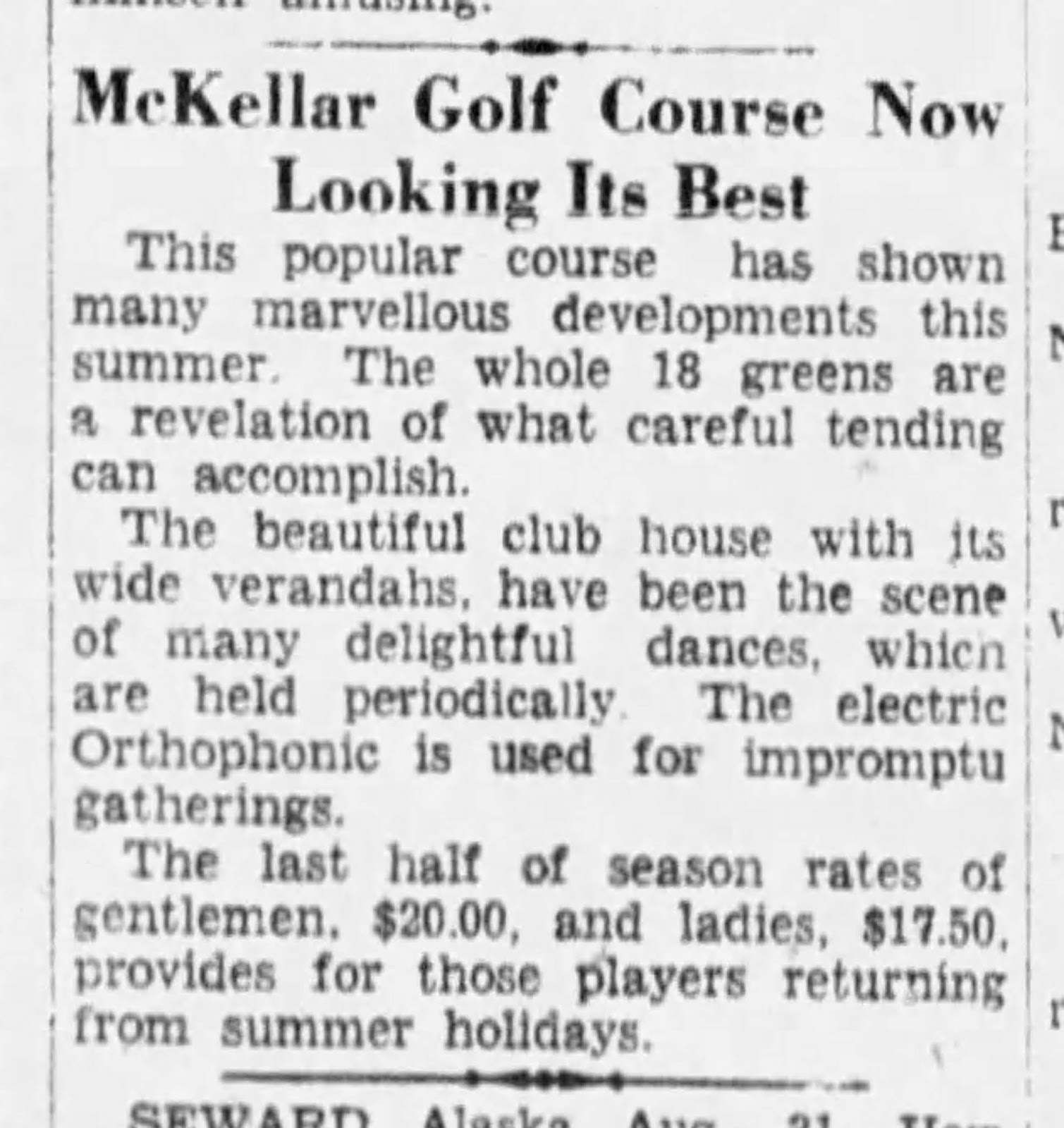 The Kitchissippi Museum The McKellar Golf Course Part One (McKellar