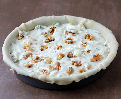 Stilton and Walnut Pie Unbaked