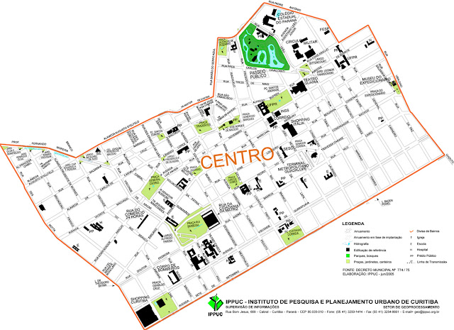 Mapa do centro de Curitiba