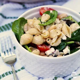 Spinach, Feta, and White Bean Pasta Salad | by Renee's Kitchen Adventures