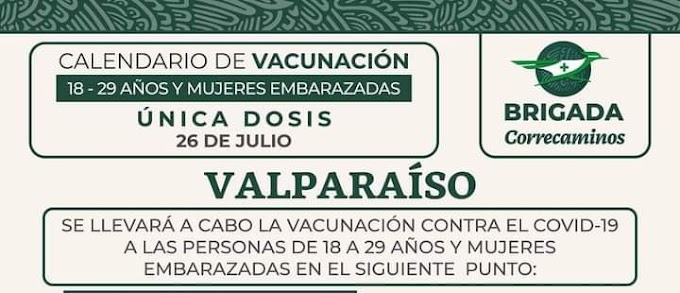 Vacunarán mañana a personas mayores de 18 años en Valparaíso