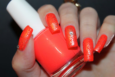 Bollywood inspired orange neon nail art