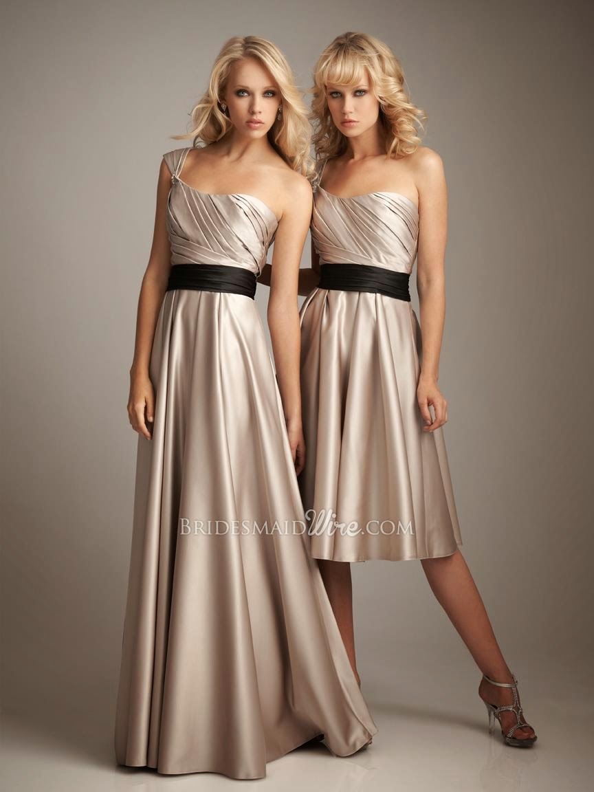 One Shoulder Floor Length Draped Satin Bodice Evening Bridesmaid Dress-1
