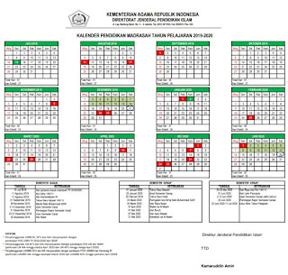  Sehubungan dengan akan dimulainya kegiatan pembelajaran di RA Kalender Pendidikan Madrasah Tahun Pelajaran 2019-2020