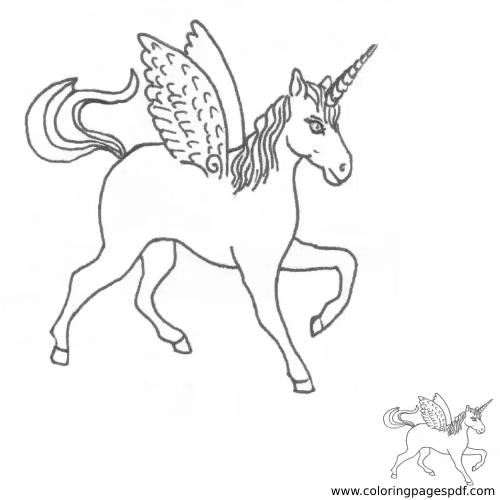 Coloring Page Of A Unicorn With Really Small Wings
