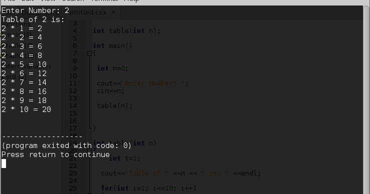 C++ Program to print Table of number using Function | C++ Programming ...