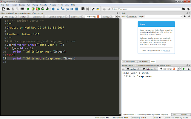 Write a program find leap year or not in Python. - Python Cell