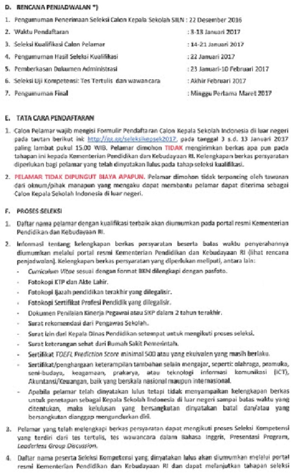 PENERIMAAN CALON KEPALA SEKOLAH INDONESIA DI LUAR NEGERI KEMENDIKBUD