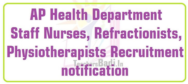 AP Staff Nurses,Refractionists,Physiotherapists Recruitment 2016 in Health Department AP Staff Nurses,Refractionists,Physiotherapists Recruitment 2016 in Health Department