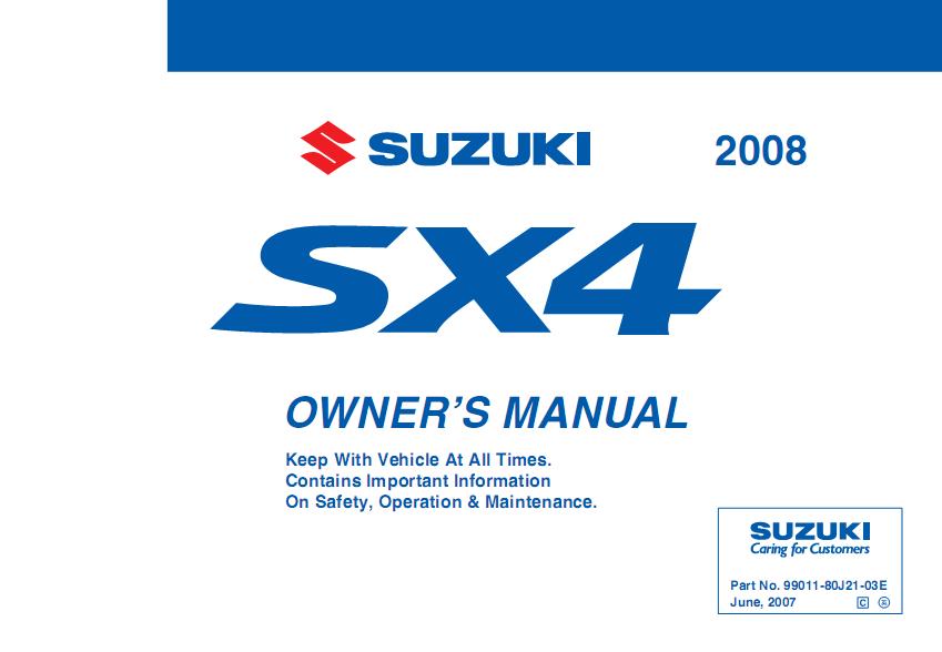 Suzuki SX4 Owners Manual 2008