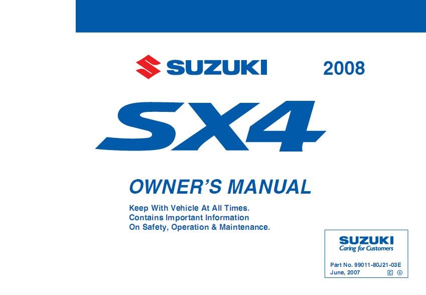 Suzuki SX4 Owners Manual 2008