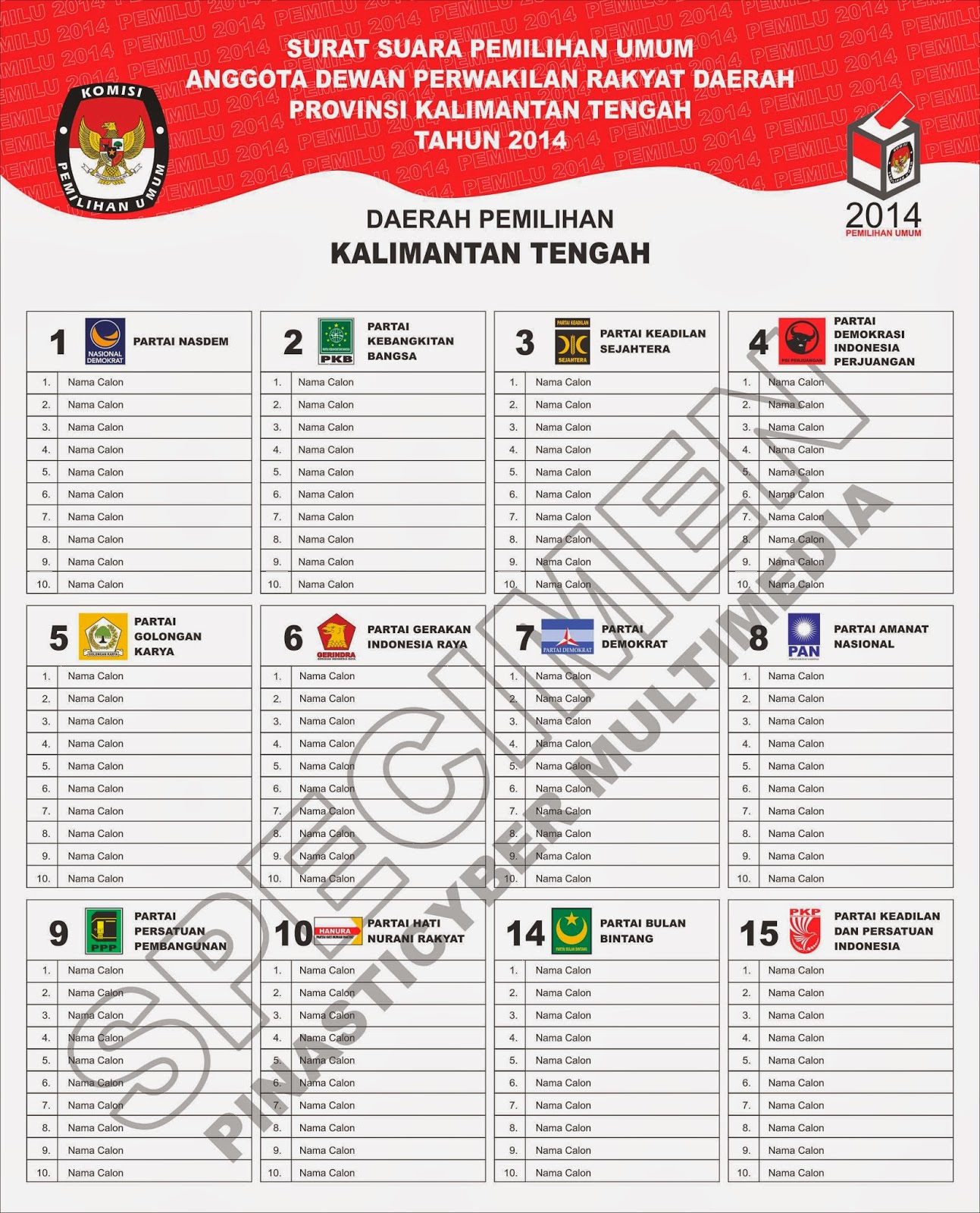 Contoh Surat Suara Dprd Provinsi Referensi Pemilu 2019 Contoh Surat Suara Dprd Provinsi Referensi Pemilu 2019