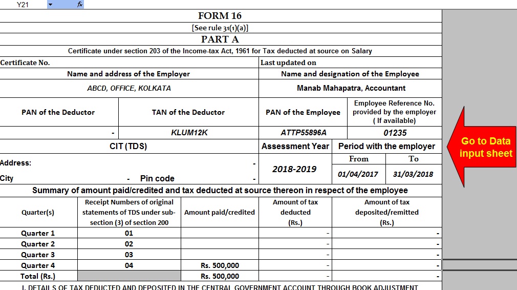 Taxexcel: Form 16 Part A and B for the Assessment Year 2017-18