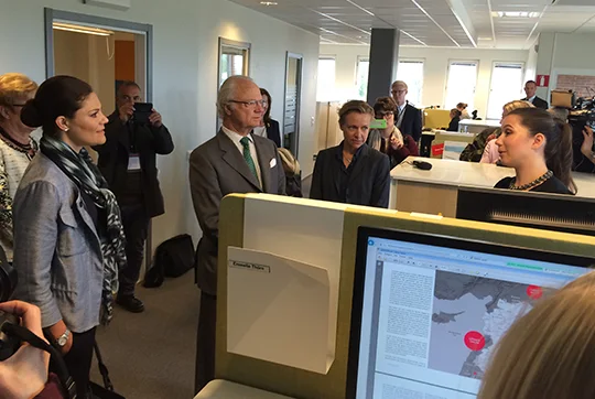 King Carl Gustaf of Sweden and his daughter Crown Princess Victoria of Sweden visited the Swedish Migration Agency in Malmö