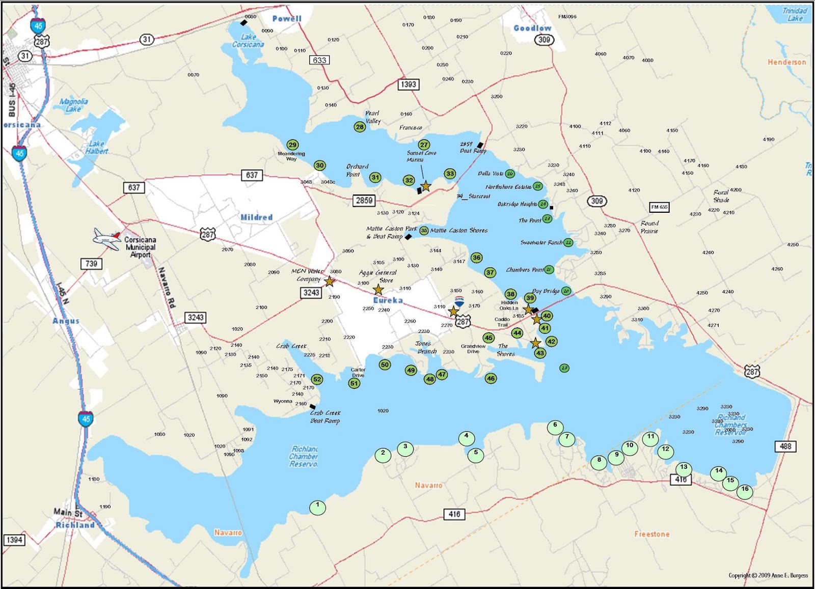 Richland Chambers Lake Map