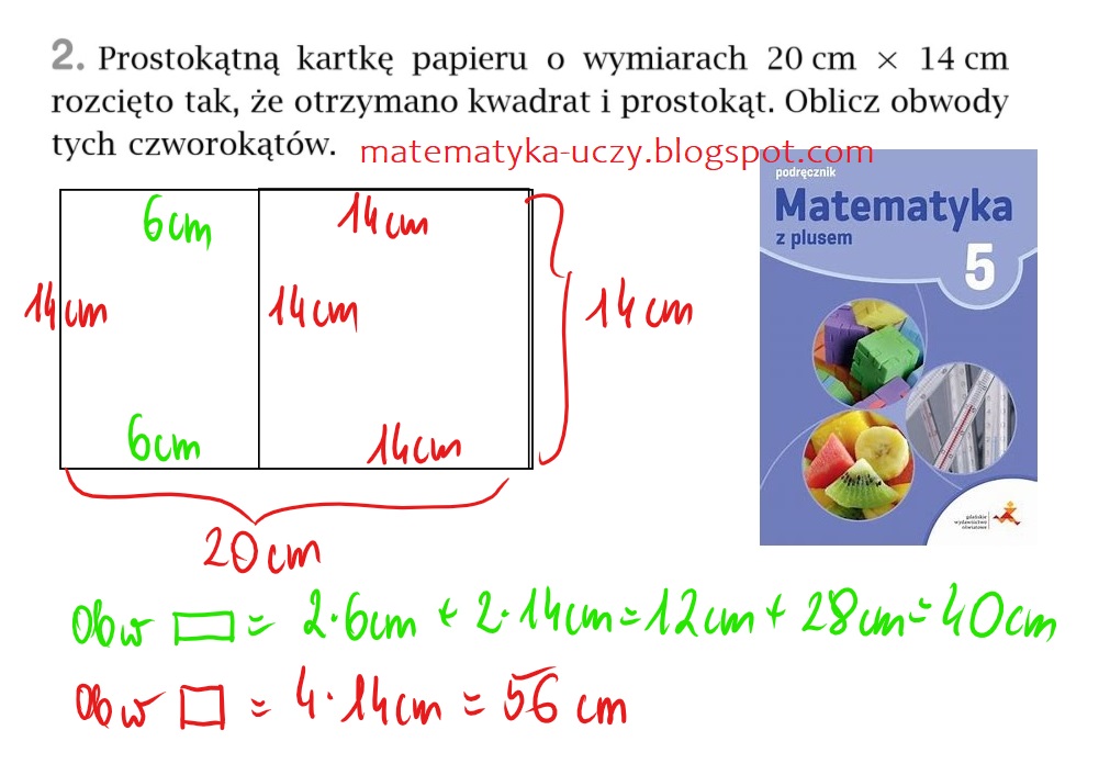 Prostokąty I Kwadraty Klasa 5 Matematyka uczy: Zad. 2 i 3 str. 126 "Matematyka z plusem 5