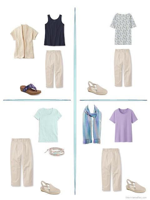 four ways to wear beige cropped pants from a travel capsule wardrobe four ways to wear beige cropped pants from a travel capsule wardrobe