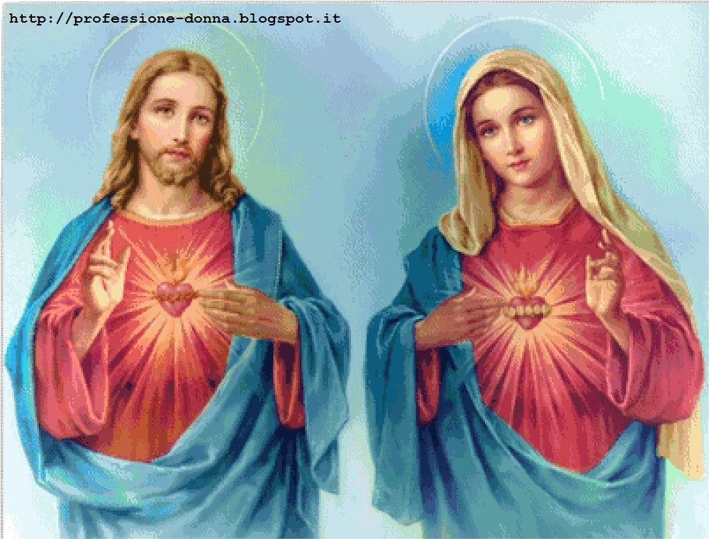 Immagini Di Gesu E Maria Insieme Professione Donna: Schemi per il punto croce: Sacri Cuori di Gesù e Maria