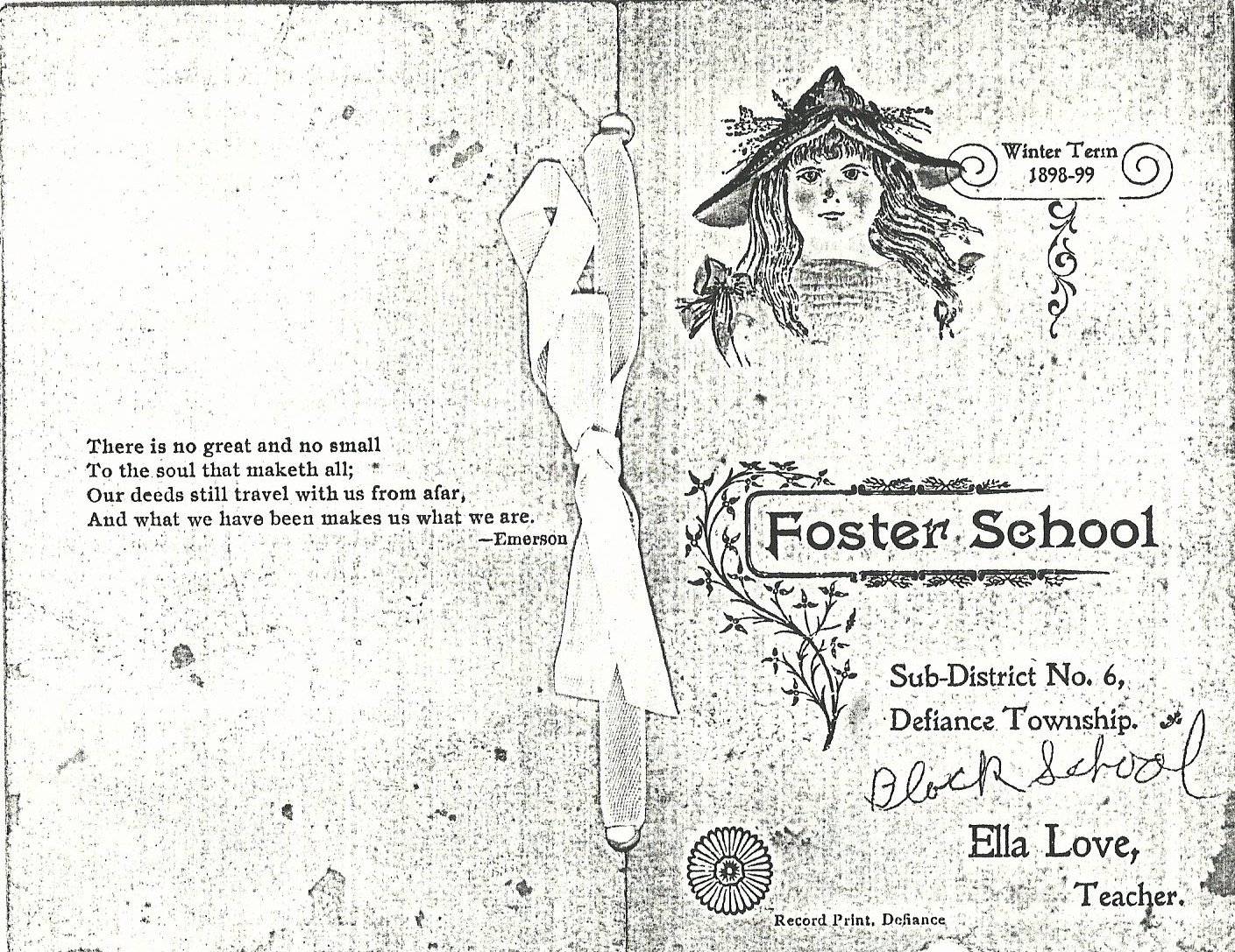 Defiance County, Ohio Genealogy The Foster or Block School Winter