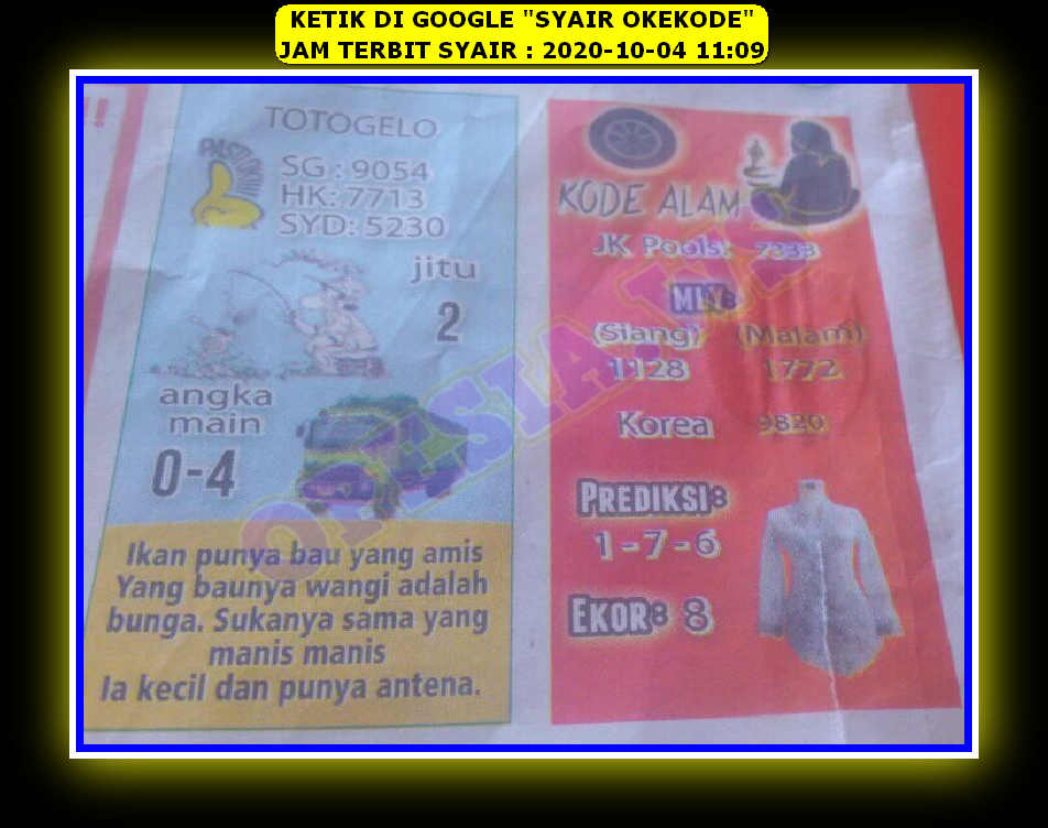 1 New Message Kode Syair Singapore 4 Oktober 2020 Forum Syair Togel Hongkong Singapura Sydney