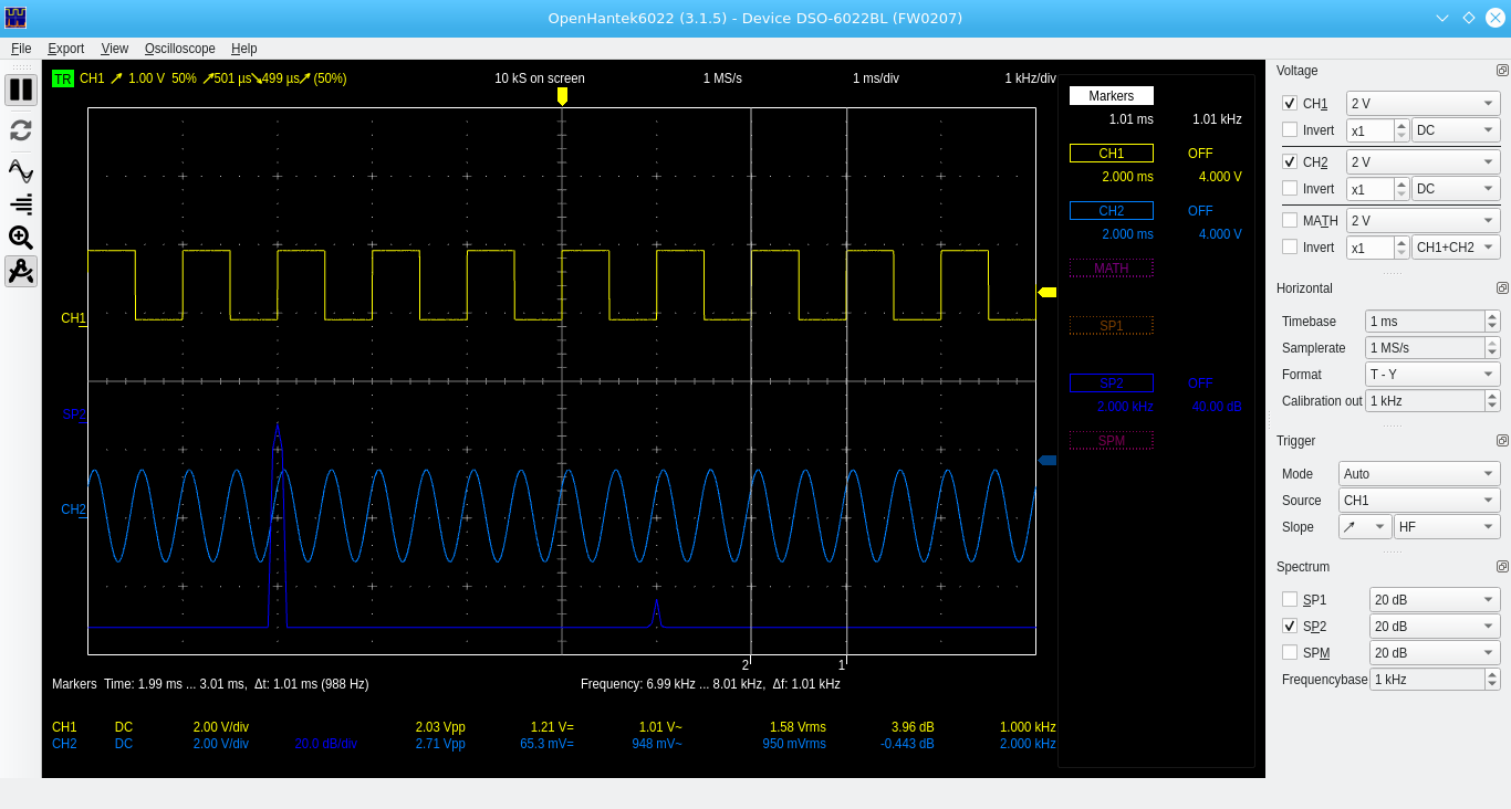 The Code Segment Hantek 6022BL USB Oscilloscope OpenHantek+PulseView