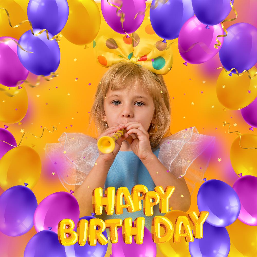 Marco de cumpleaños decorados con globos para facebook