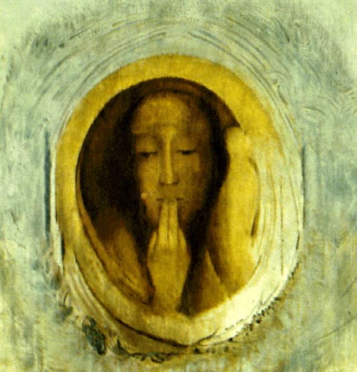 O silêncio - Odilon Redon. O silêncio, pintura de Odilon Redon. #PraCegoVer
