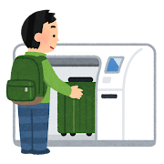 空港の自動手荷物預け機のイラスト