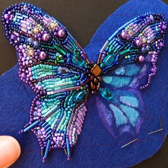 velonara Butterflies embroidered with beads + Videos Tutorial