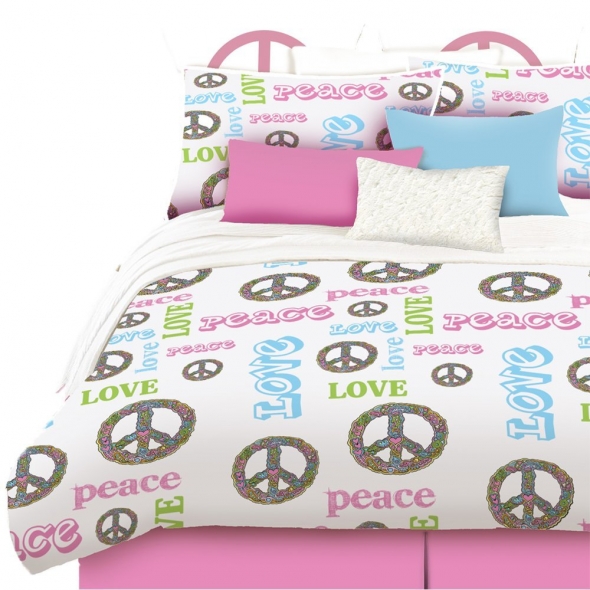 DORMITORIOS PEACE AND LOVE BEDDING Peace Sign Comforters